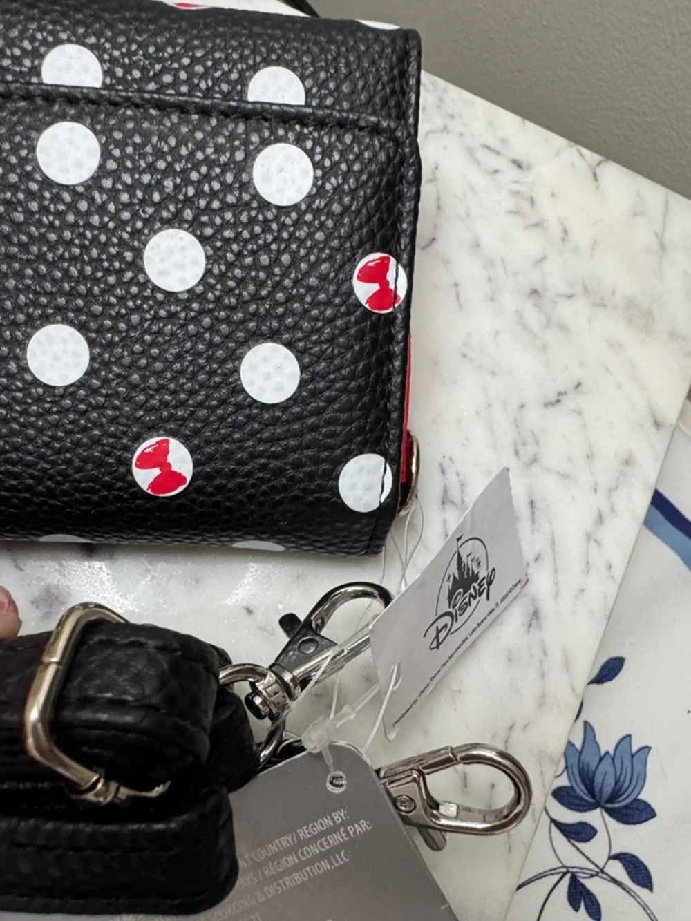 Disney Black Polka Dot Crossbody Wallet / Wristlet with Red Accent NWT - Picture 10 of 10